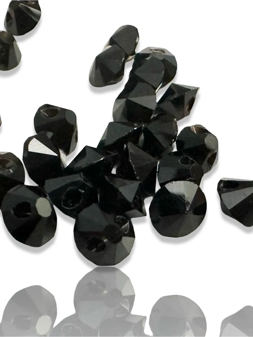 Vintage Black Faceted Glass Beads for Jewelry Making